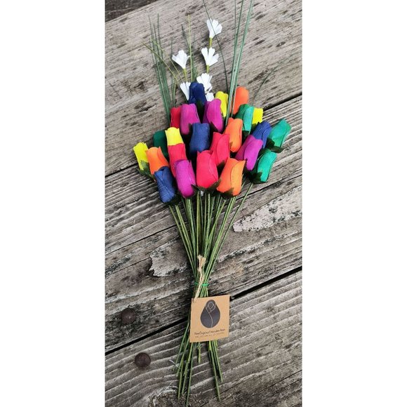 2 Doz Autism Aware Rainbow Wooden Roses Flower Bouquet. The Original Wooden Rose - Picture 6 of 8